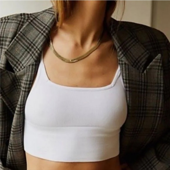 Free People Andi Square Neck Seamless Bra White MSRP $38 FP076 - Picture 2 of 13